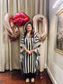 Gold Black Striped Kaftan Set